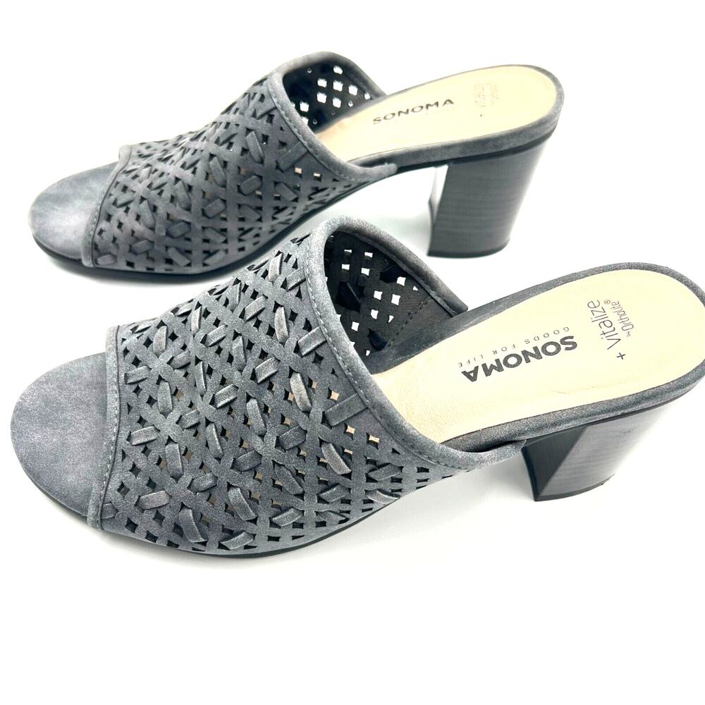 SONOMA Women's 9 M Vitalize Ortholite gray carreen‎ sandals heels mules Open Toe